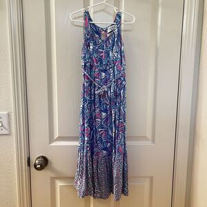 Lilly Pulitzer Target 20th Anniversary My Fans Blue Maxi Dress Girls Size XS 4-5